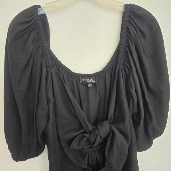 Eloquii Tie Front Romper Black Cut Out Puff Short Sleeves Summer Women 18 - Picture 2 of 12